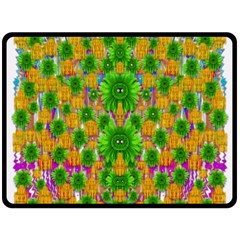 Jungle Love In Fantasy Landscape Of Freedom Peace Fleece Blanket (large)  by pepitasart