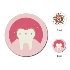 Sad Tooth Pink Playing Cards (round)  by Mariart