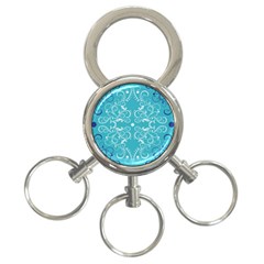 Repeatable Flower Leaf Blue 3-ring Key Chains by Mariart