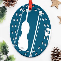Violin Music Blue Ornament (oval Filigree) by Mariart