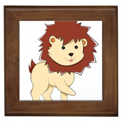 Happy Cartoon Baby Lion Framed Tiles by Catifornia