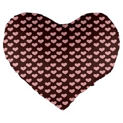 Chocolate Pink Hearts Gift Wrap Large 19  Premium Heart Shape Cushions by Mariart