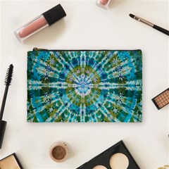 Green Flower Tie Dye Kaleidoscope Opaque Color Cosmetic Bag (medium)  by Mariart