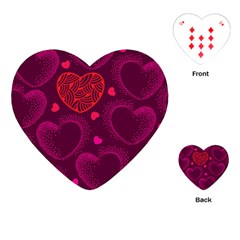 Love Heart Polka Dots Pink Playing Cards (heart)  by Mariart