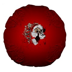 Funny Santa Claus  On Red Background Large 18  Premium Flano Round Cushions by FantasyWorld7