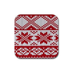 Crimson Knitting Pattern Background Vector Rubber Coaster (square)  by BangZart