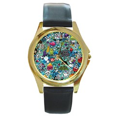 Comics Round Gold Metal Watch by BangZart