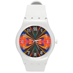 Casanova Abstract Art Colors Cool Druffix Flower Freaky Trippy Round Plastic Sport Watch (m) by BangZart