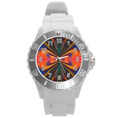 Casanova Abstract Art Colors Cool Druffix Flower Freaky Trippy Round Plastic Sport Watch (l) by BangZart