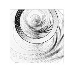 Enso, A Perfect Black And White Zen Fractal Circle Small Satin Scarf (square) by jayaprime
