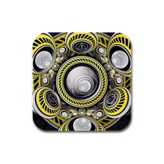 A Cautionary Fractal Cake Baked For Glados Herself Rubber Square Coaster (4 Pack)  by jayaprime