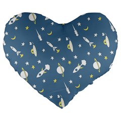 Space Rockets Pattern Large 19  Premium Heart Shape Cushions by BangZart