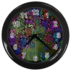 Grunge Rose Background Pattern Wall Clocks (black) by BangZart