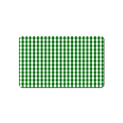 Christmas Green Velvet Large Gingham Check Plaid Pattern Magnet (name Card) by PodArtist