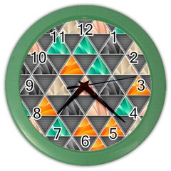 Abstract Geometric Triangle Shape Color Wall Clocks by BangZart