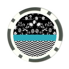 Flowers Turquoise Pattern Floral Poker Chip Card Guard by BangZart