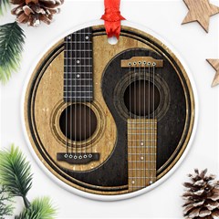 Old And Worn Acoustic Guitars Yin Yang Ornament (round) by JeffBartels
