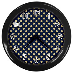 Navy/gold Polka Dots Wall Clocks (black) by Colorfulart23