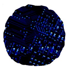 Blue Circuit Technology Image Large 18  Premium Round Cushions by BangZart