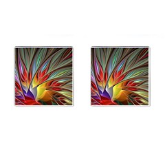 Fractal Bird Of Paradise Cufflinks (square) by WolfepawFractals