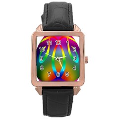 Colorful Easter Egg Rose Gold Leather Watch  by BangZart