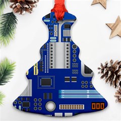 Classic Blue Computer Mainboard Christmas Tree Ornament (two Sides) by BangZart