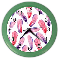 Watercolor Pattern With Feathers Color Wall Clocks by BangZart