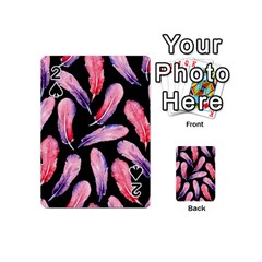 Watercolor Pattern With Feathers Playing Cards 54 (mini)  by BangZart