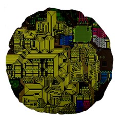 Technology Circuit Board Large 18  Premium Round Cushions by BangZart