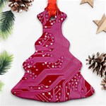 Pink Circuit Pattern Ornament (Christmas Tree)  Front