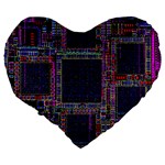 Cad Technology Circuit Board Layout Pattern Large 19  Premium Flano Heart Shape Cushions Back