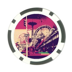 Pink City Retro Vintage Futurism Art Poker Chip Card Guard by BangZart