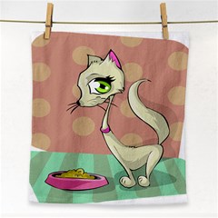 Cat Food Eating Breakfast Gourmet Face Towel by Nexatart