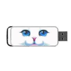 Cute White Cat Blue Eyes Face Portable Usb Flash (two Sides) by BangZart