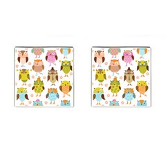 Cute Owls Pattern Cufflinks (square) by BangZart