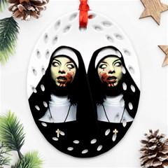 Horror Nuns Ornament (oval Filigree) by Valentinaart