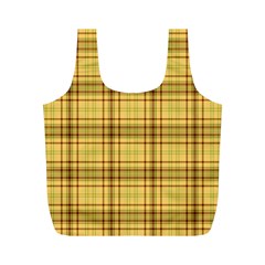 Plaid Yellow Fabric Texture Pattern Full Print Recycle Bags (m)  by paulaoliveiradesign