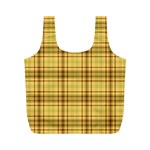 Plaid Yellow Fabric Texture Pattern Full Print Recycle Bags (M)  Front