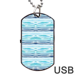 Watercolor Blue Abstract Summer Pattern Dog Tag Usb Flash (two Sides) by TastefulDesigns