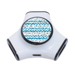 Baby Blue Chevron Grunge 3-port Usb Hub by designworld65