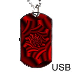 Metallic Red Rose Dog Tag Usb Flash (one Side) by designworld65