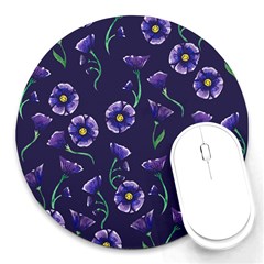 Floral Violet Purple Round Mousepads by BubbSnugg