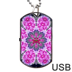 Fantasy Cherry Flower Mandala Pop Art Dog Tag Usb Flash (one Side) by pepitasart