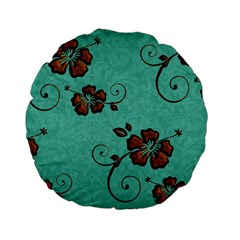 Chocolate Background Floral Pattern Standard 15  Premium Flano Round Cushions by Nexatart