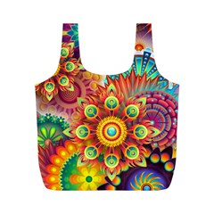 Colorful Abstract Pattern Kaleidoscope Full Print Recycle Bags (m)  by paulaoliveiradesign