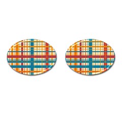 Plaid Pattern Cufflinks (oval) by linceazul