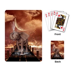 Cute Baby Elephant On A Jetty Playing Card by FantasyWorld7