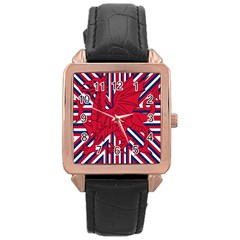 Alternatively Mega British America Red Dragon Rose Gold Leather Watch  by Mariart