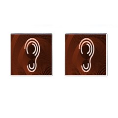 Fan Line Chevron Wave Brown Cufflinks (square) by Mariart