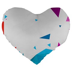 Triangle Chevron Colorfull Large 19  Premium Heart Shape Cushions by Mariart
